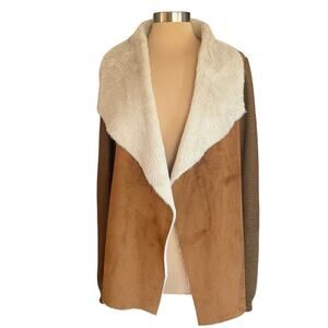 Paparazzi Faux Suede Sherpa Lined Cardigan Women's XL Multimedia Fall Winter